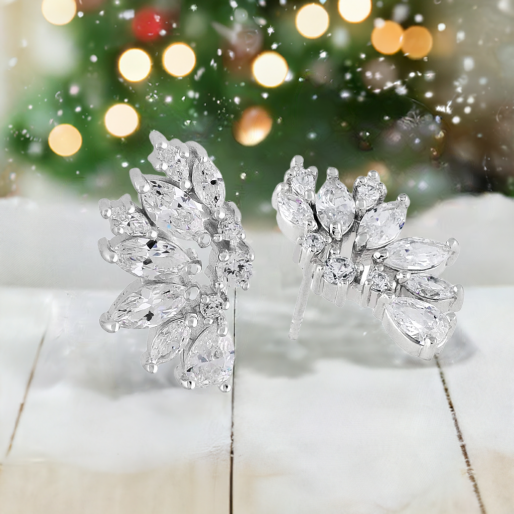 Sterling Silver CZ Wedding Earrings