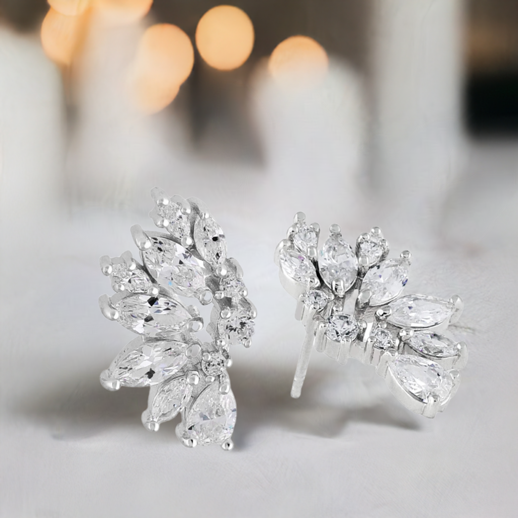 Sterling Silver CZ Wedding Earrings