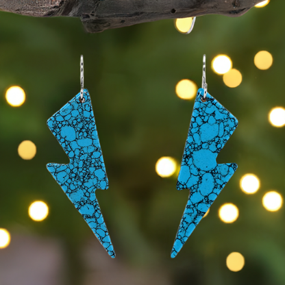 Lightning Bolt Blue Turquoise Gibbsite Earrings