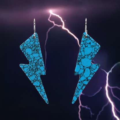 Lightning Bolt Blue Turquoise Gibbsite Earrings