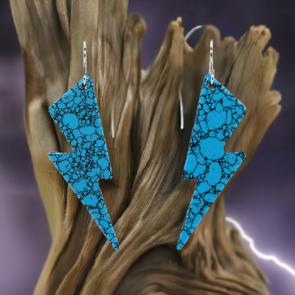 Lightning Bolt Blue Turquoise Gibbsite Earrings