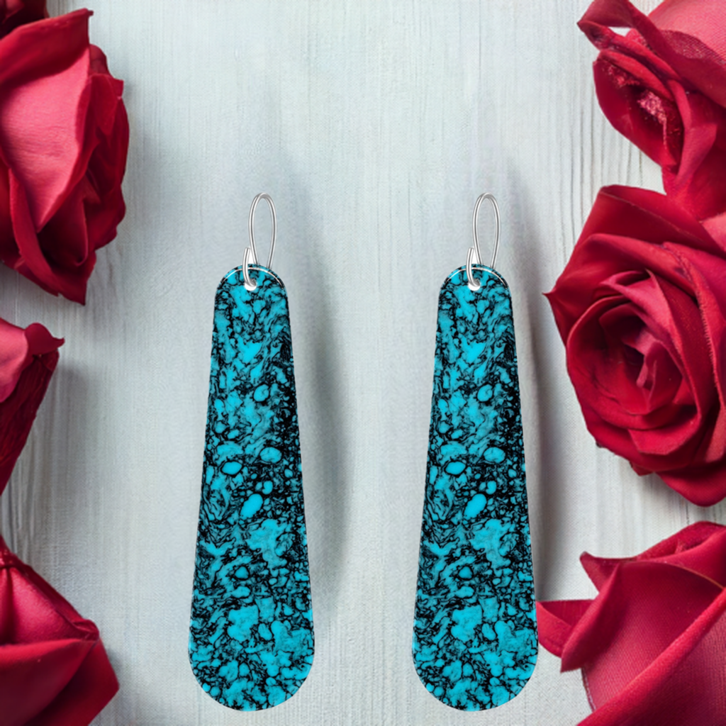 Turquoise Gibbsite Long Tear Drop Earrings