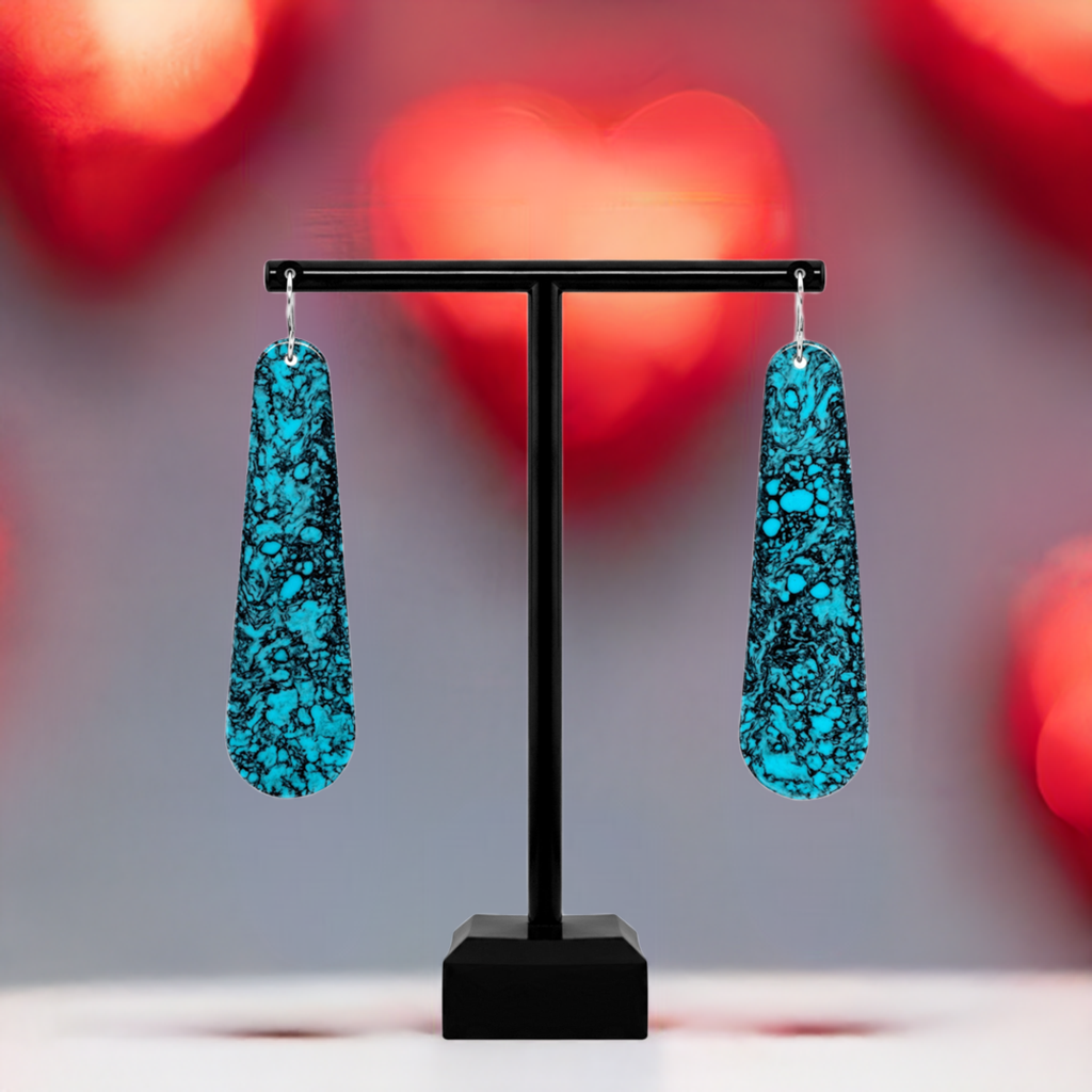 Turquoise Gibbsite Long Tear Drop Earrings