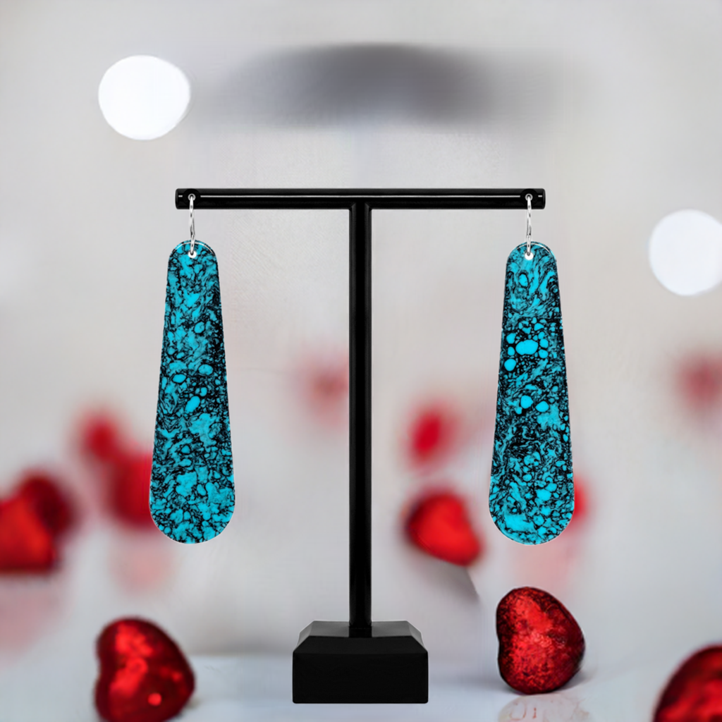 Turquoise Gibbsite Long Tear Drop Earrings