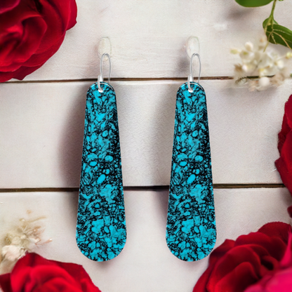 Turquoise Gibbsite Long Tear Drop Earrings