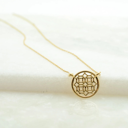 Gold Round Lace Filigree Necklace