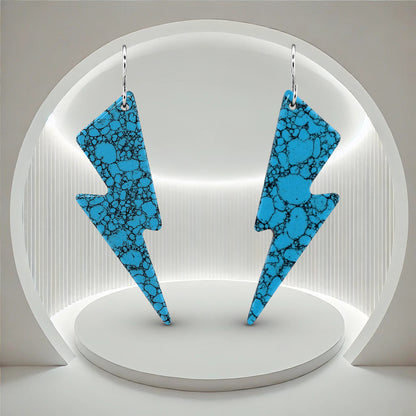 Lightning Bolt Blue Turquoise Gibbsite Earrings