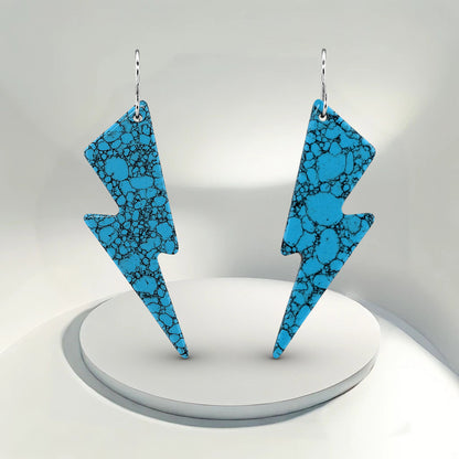 Lightning Bolt Blue Turquoise Gibbsite Earrings