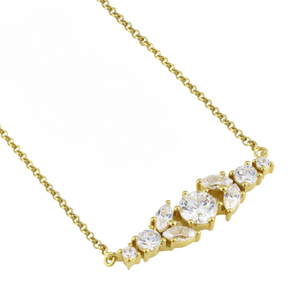 Gold Crystal Bar Necklace