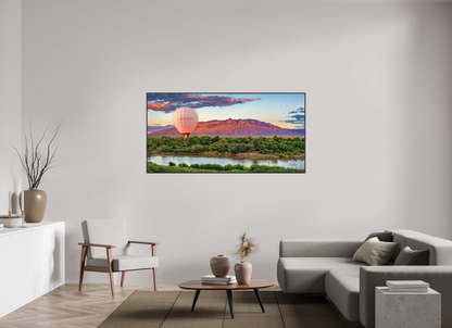 70 x 35″, Modern Aluminum Print with Alder Brown Wood Frame Sandia Sunset Fantasy - Albuquerque