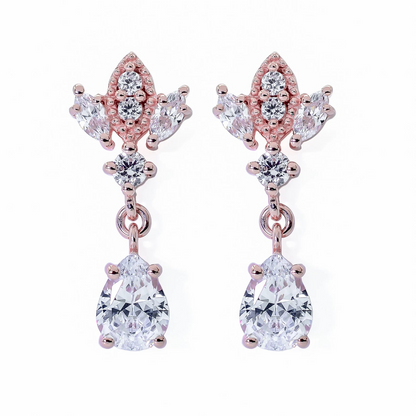 Rose Gold Antique Chandelier CZ Drop Earrings