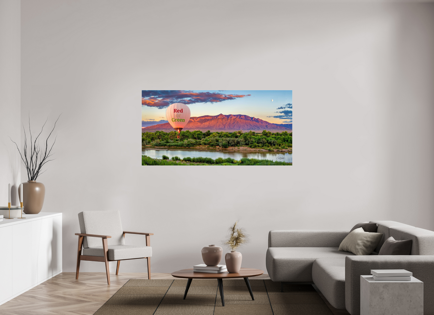 70 x 35″, Photo Print Under Acrylic Glass Sandia Sunset Fantasy - Red or Green