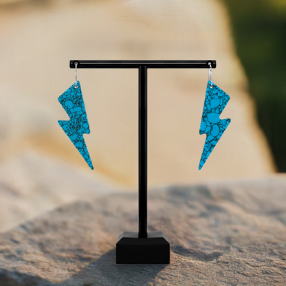 Lightning Bolt Blue Turquoise Gibbsite Earrings