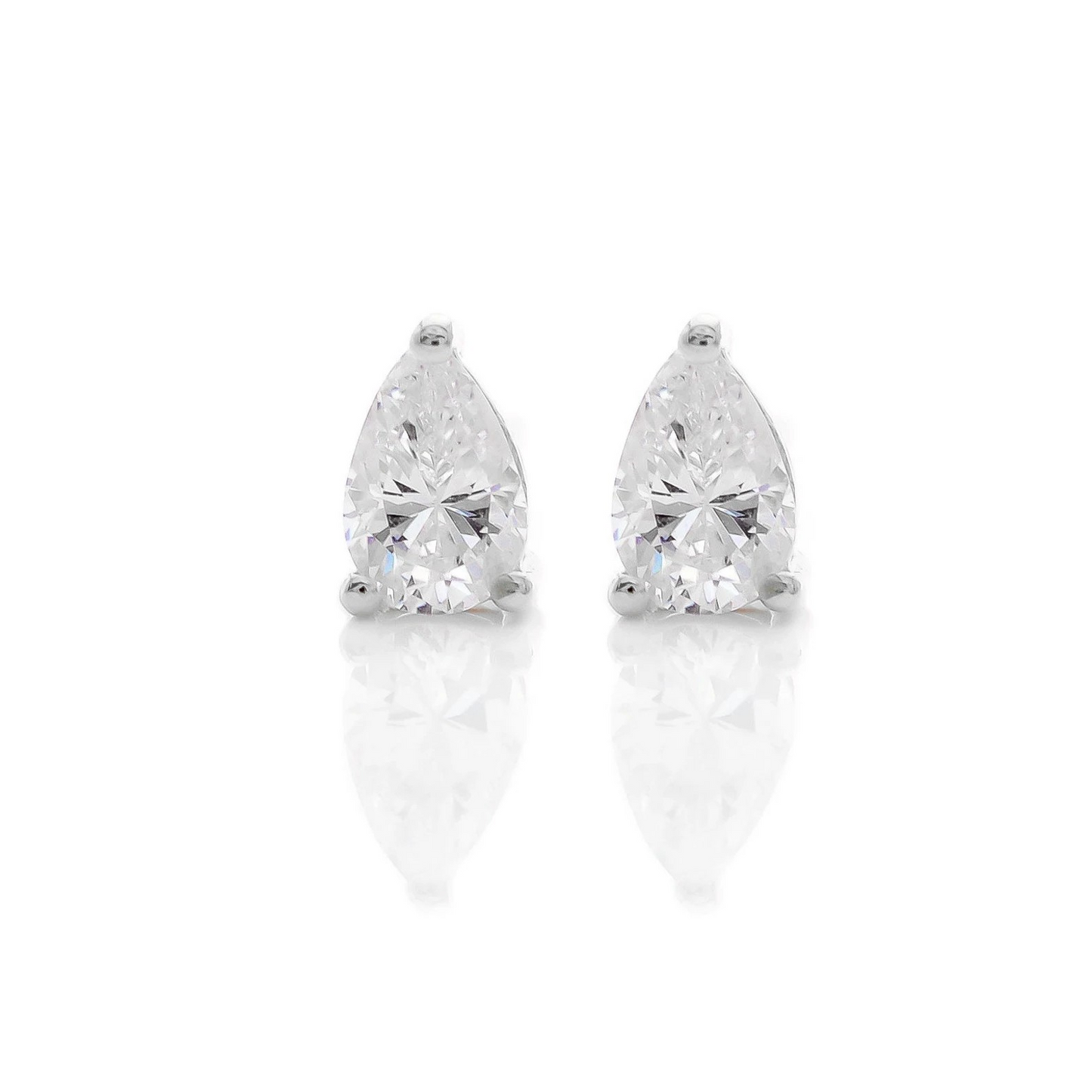 Silver Pear Shaped Crystal Earrings