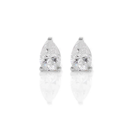 Silver Pear Shaped Crystal Earrings