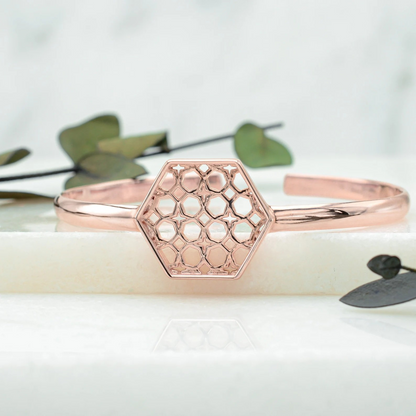 Rose Gold Hex Filigree Bracelet