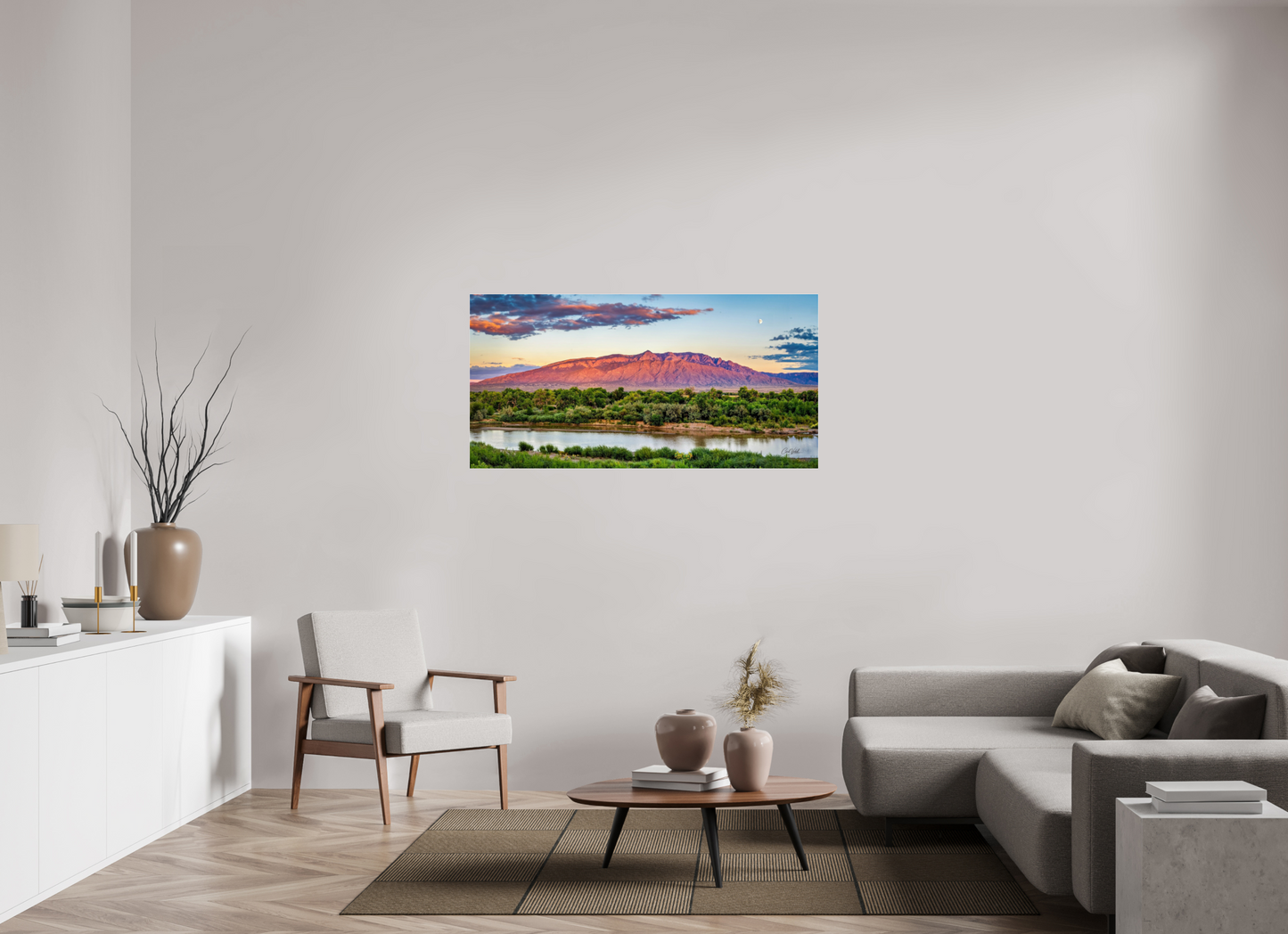 56 x 28″, Photo Print Under Acrylic Glass Sandia Sunset Over The Bosque