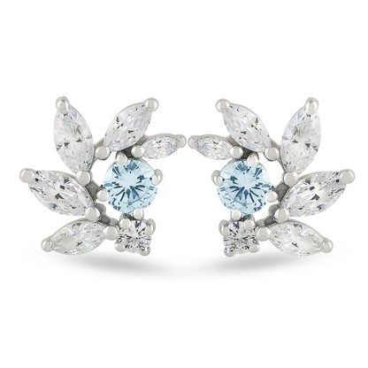 Aquamarine CZ Bridal Earrings in Sterling Silver