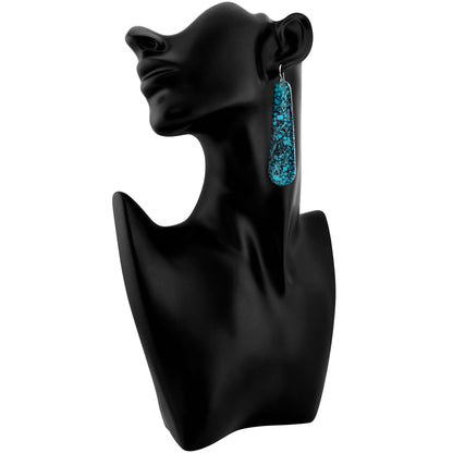 Turquoise Gibbsite Long Tear Drop Earrings