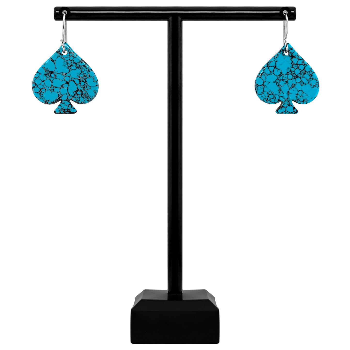 Blue Turquoise Gibbsite Spade Earrings