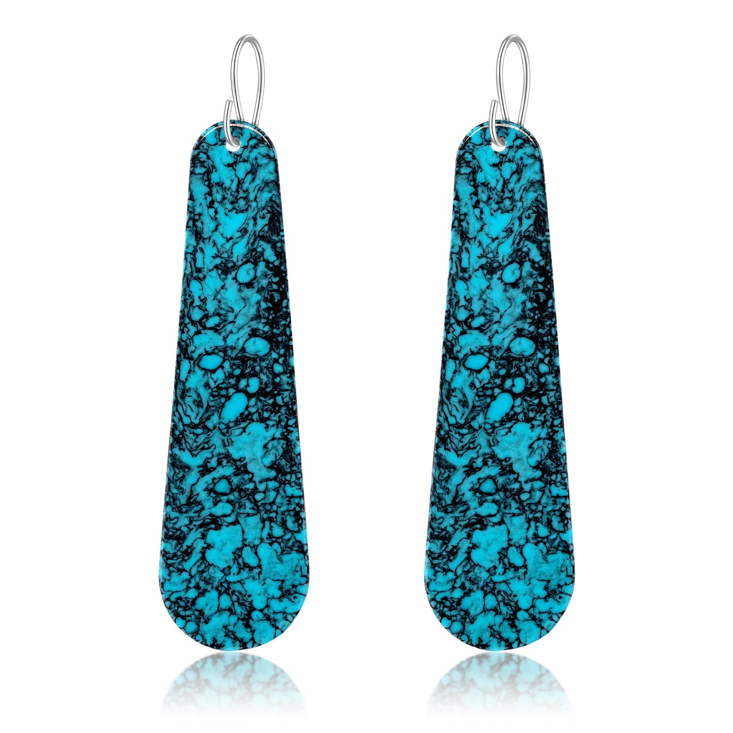 Turquoise Gibbsite Long Tear Drop Earrings