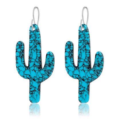 Turquoise Gibbsite Cactus Earrings