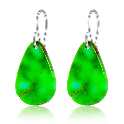 Green Turquoise Tear Drop Earrings Medium