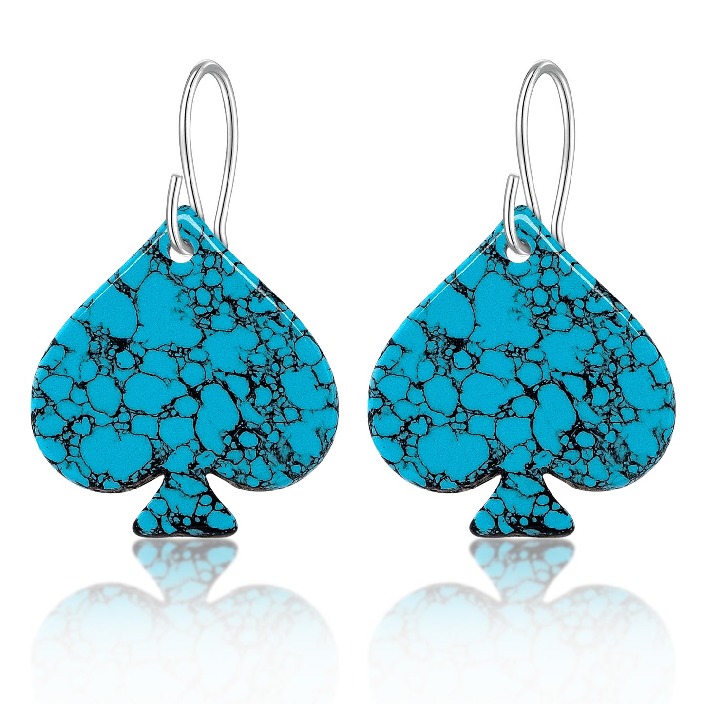 Blue Turquoise Gibbsite Spade Earrings