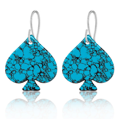 Blue Turquoise Gibbsite Spade Earrings