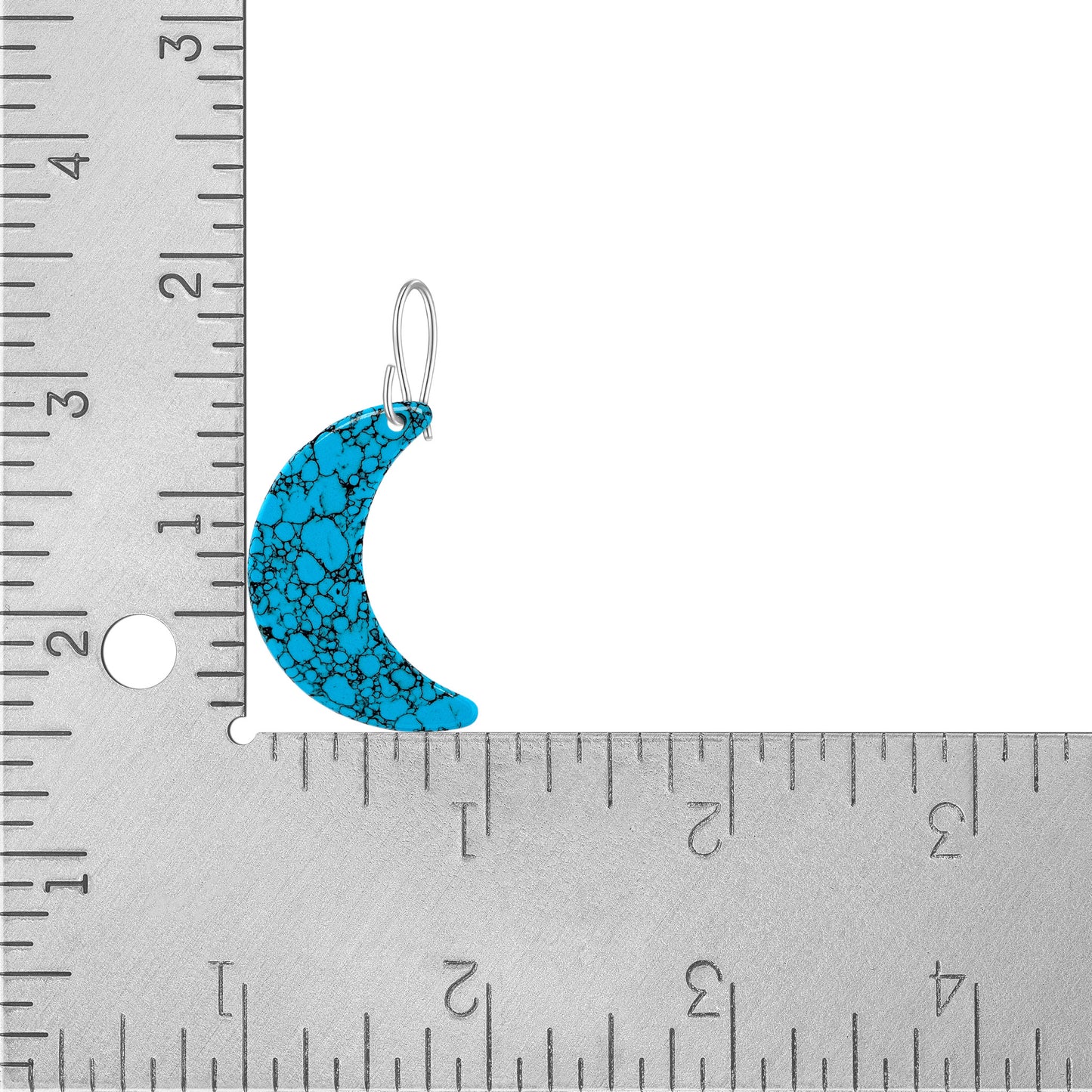 Blue Turquoise Gibbsite Moon Earrings