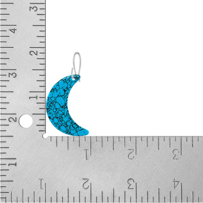 Blue Turquoise Gibbsite Moon Earrings