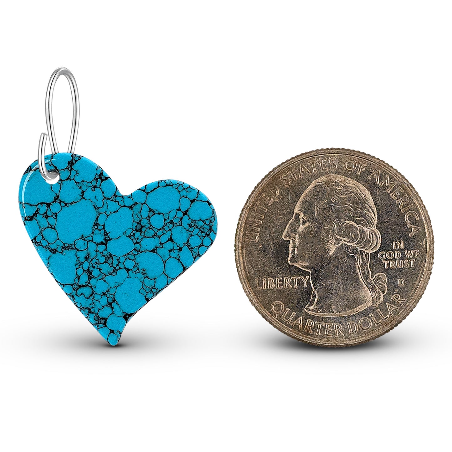 Blue Turquoise Gibbsite Heart Drop Earrings