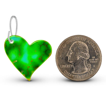 Green Turquoise Gibbsite Heart Earrings