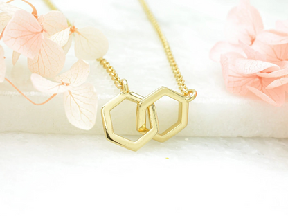 Gold Interlocking Hex Necklace