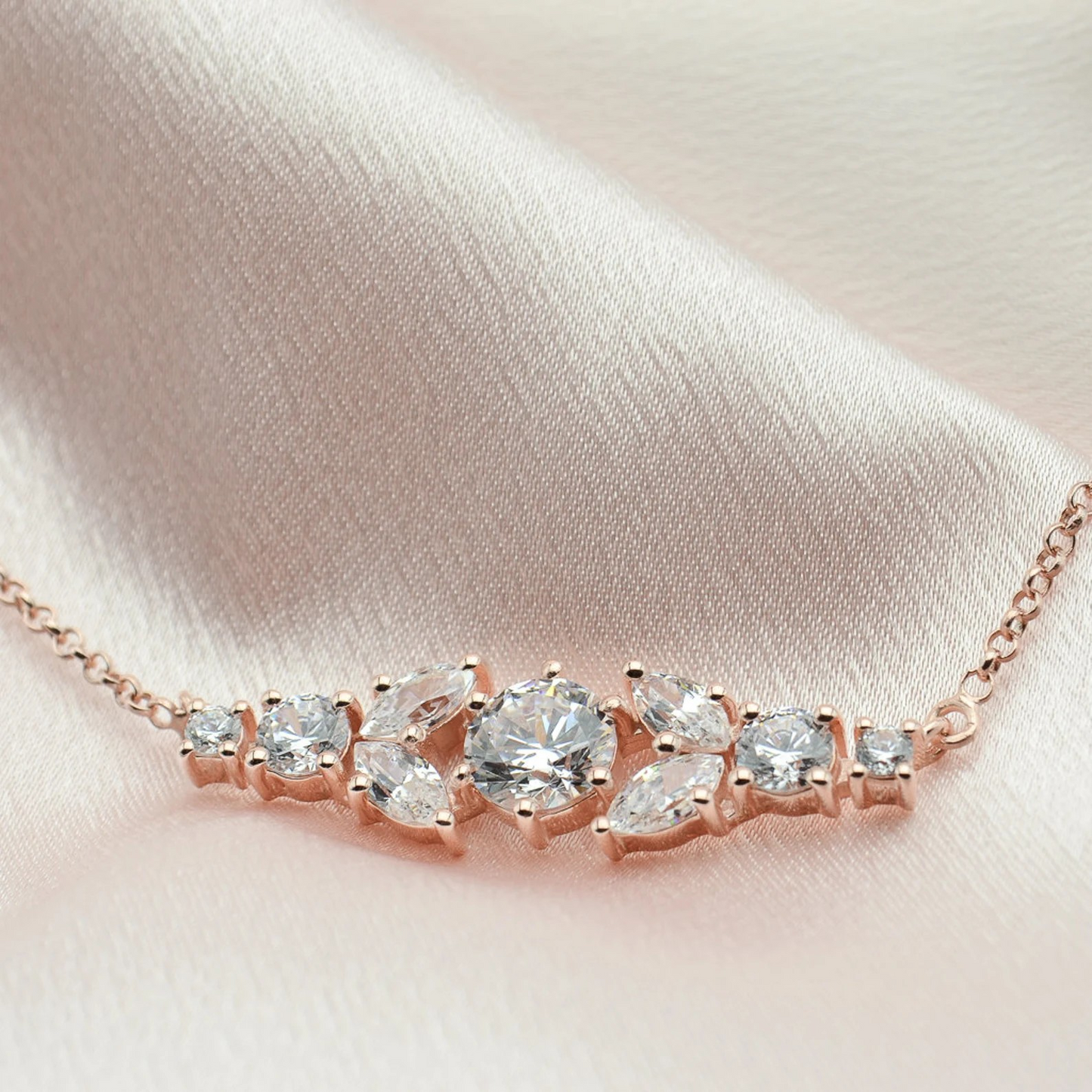 Rose Gold Crystal Bar Necklace