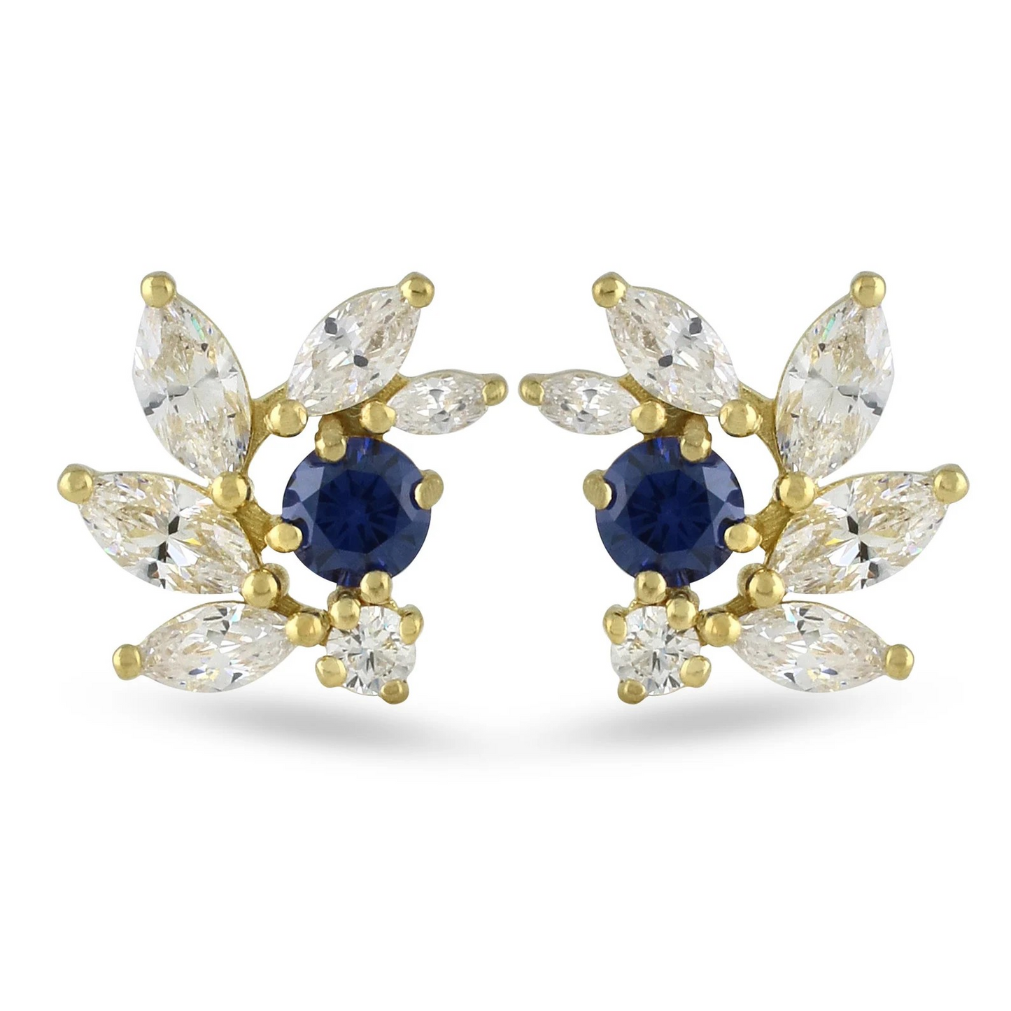 Sapphire CZ Bridal Earrings in Gold