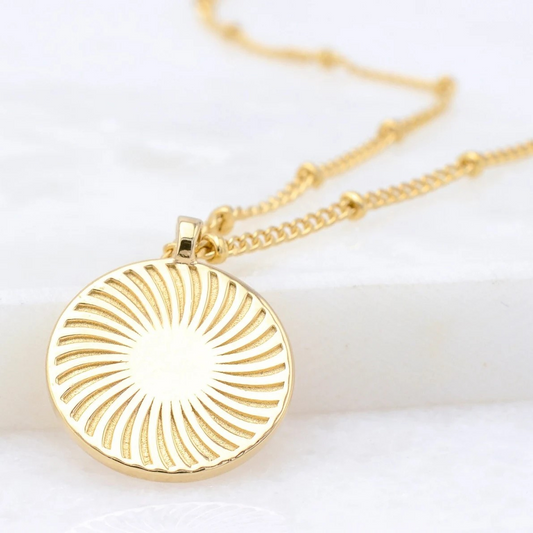 Gold Sunburst Pendant Necklace