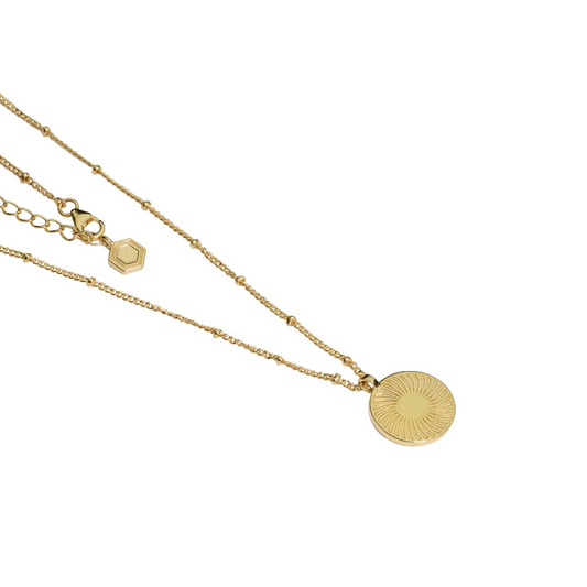 Gold Sunburst Pendant Necklace