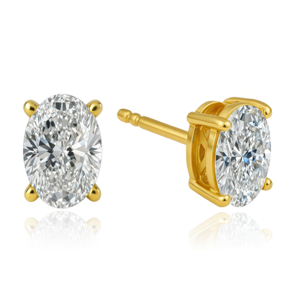 Gold Oval CZ Stud Earrings