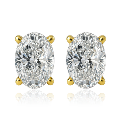 Gold Oval CZ Stud Earrings