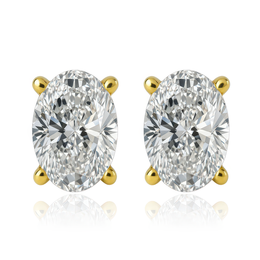 Gold Oval CZ Stud Earrings