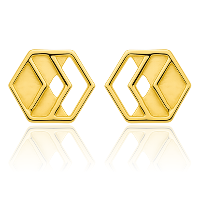 Gold Chevron Stud Earrings
