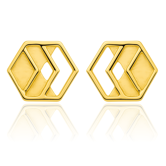 Gold Chevron Stud Earrings