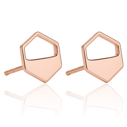 Rose Gold Hexagon Cutout Earrings