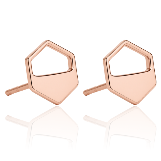 Rose Gold Hexagon Cutout Earrings