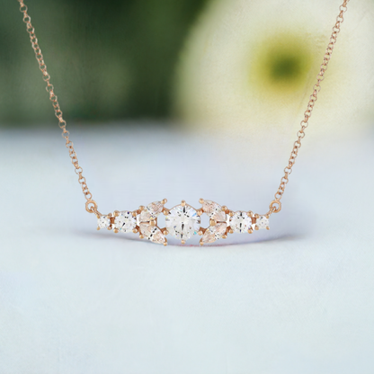 Rose Gold Crystal Bar Necklace