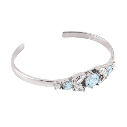 Silver Cuff Crystal Marquise Bracelet
