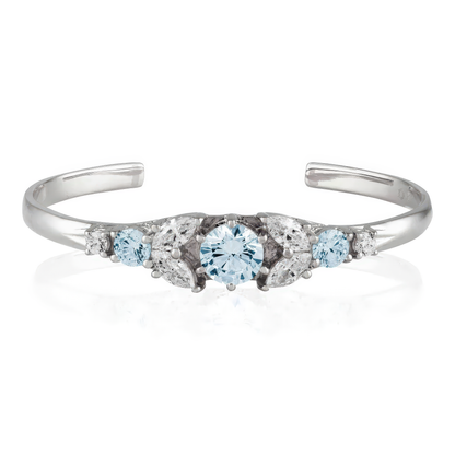 Silver Cuff Crystal Marquise Bracelet