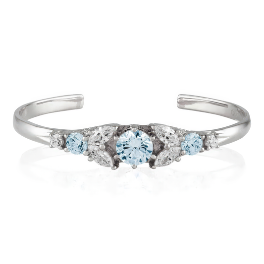 Silver Cuff Crystal Marquise Bracelet