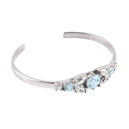 Silver Cuff Crystal Marquise Bracelet